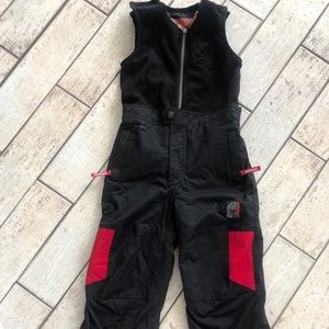 SPYDER, boys (5) snow bibs, black w/red.